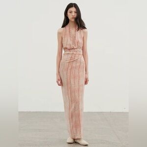 Watercolor tie-dye halter top and tie-waist silk set